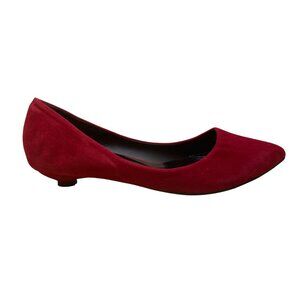 Xin Ma Women’s Red Faux Suede Slip-On Pointed Toe Ballet Low Heels Size 25